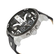Diesel Mr Daddy Chronograph Black Dial Black Leather Strap Watch For Men - DZ7313