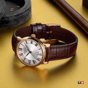 Tissot Carson Premium Lady Silver Dial Brown Leather Strap Watch For Women - T122.210.36.033.00