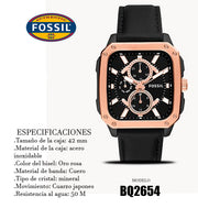 Fossil Multifunction Black Dial Black Leather Strap Watch for Men - BQ2654