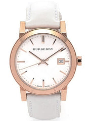 Burberry The City White Dial White Leather Strap Watch for Women - BU9209