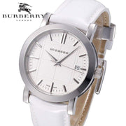 Burberry The City White Dial White Leather Strap Watch for Women - BU9128