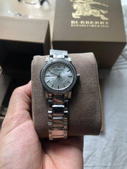 Burberry The City Diamonds Silver Dial Silver Steel Strap Watch for Women - BU9220
