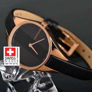 Calvin Klein Rebel Black Dial Black Leather Strap Watch for Women - K8P236C1