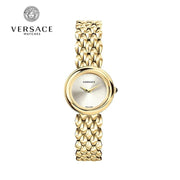 Versace V Flare Diamonds Silver Dial Gold Steel Strap Watch for Women - VEBN00918