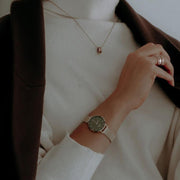 Daniel Wellington Petite Emerald Green Dial Gold Mesh Strap Watch For Women - DW00100479