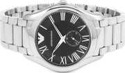 Emporio Armani Valente Quartz Black Dial Silver Steel Strap Watch For Men - AR11086