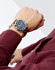 Michael Kors Gage Chronograph Blue Dial Brown Leather Strap Watch For Men - MK8362