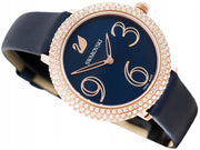 Swarovski Crystal Frost Blue Dial Blue Leather Strap Watch for Women - 5484061