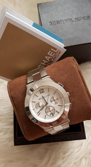 Michael Kors Wyatt White Dial Silver Steel Strap Watch For Women - MK5932