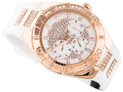 Guess Luna Diamonds White Dial White Rubber Strap Watch for Women - W0653L4