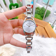 Calvin Klein Dainty Silver Dial Silver Steel Strap Watch for Women - K7L23146