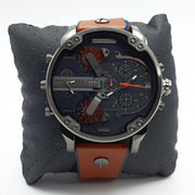Diesel Mr Daddy 2.0 Chronograph Black Dial Brown Leather Strap Watch For Men - DZ7332