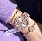 Michael Kors Darci Rose Gold Dial Two Tone Steel Strap Watch for Women - MK4327