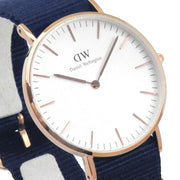 Daniel Wellington Classic Bayswater White Dial Navy Blue NATO Strap Watch For Women - DW00100279