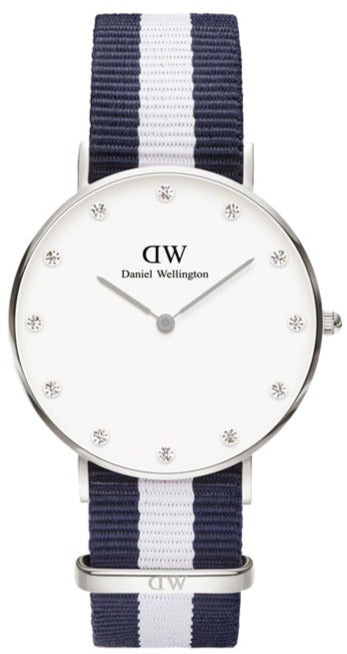 Daniel Wellington Classy Glasgow White Dial Two Tone Nylon Strap Watch For Women - DW00100082