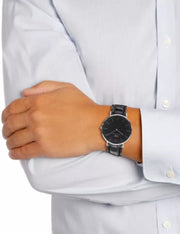 Daniel Wellington Classic Sheffield Black Dial Black Leather Strap Watch For Women - DW00100145