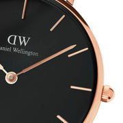 Daniel Wellington Classic Petite York Black Dial Brown Leather Strap Watch For Women - DW00100170