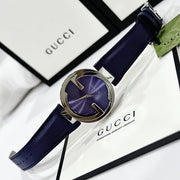 Gucci Interlocking G Blue Dial Blue Leather Strap Watch For Women - YA133322