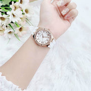 Guess Cosmo Diamonds Silver Dial White Rubber Strap Watch for Women - GW0034L2