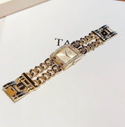Guess MOD Heavy Metal Diamonds Gold Dial Gold Steel Strap Watch for Women - W0072L1