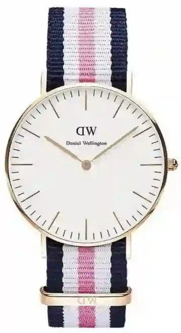 Daniel Wellington Classic South Hampton White Dial Two Tone Nylon Strap Watch For Women - DW00100034