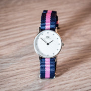 Daniel Wellington Classy Winchester White Dial Two Tone NATO Strap Watch For Women - DW00100073