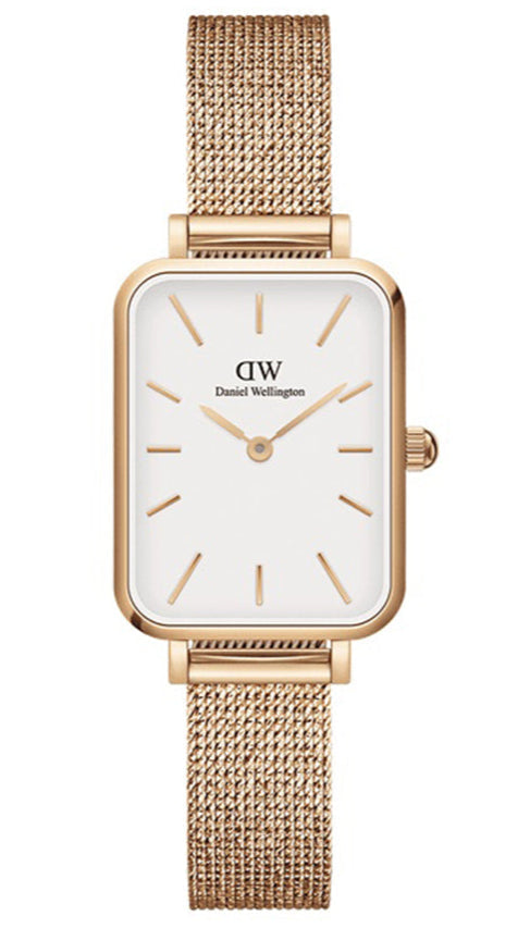 Daniel Wellington Quadro Melrose White Dial Gold Mesh Strap Watch For Women - DW00100431