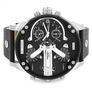 Diesel Mr Daddy Chronograph Black Dial Black Leather Strap Watch For Men - DZ7313