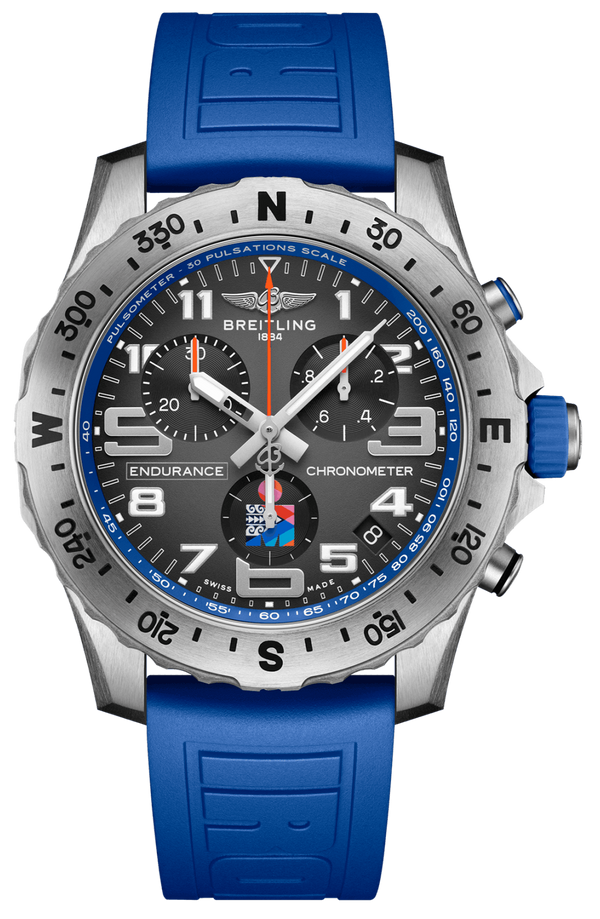 Breitling Endurance Pro Ironman World Championship Grey Dial Blue Rubber Strap Watch for Men - E823103A1M1S1