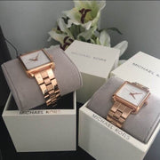 Michael Kors Lake Quartz White Dial Rose Gold Steel Strap Watch For Women - MK3645