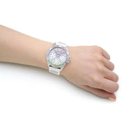 Guess Frontier Diamonds Silver Dial White Rubber Strap Watch for Women - GW0045L1