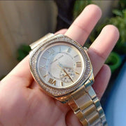 Michael Kors Byrn Quartz Gold Dial Gold Steel Strap Watch For Women - MK6134