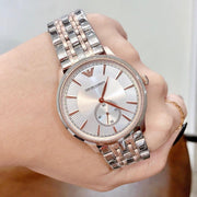 Emporio Armani Classic Silver Dial Two Tone Steel Strap Watch For Men - AR1839