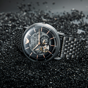 Emporio Armani Meccanico Automatic Black Dial Black Mesh Bracelet Watch For Men - AR60025