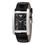Emporio Armani Black Dial Black Leather Strap Watch For Men - AR0143