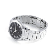 Emporio Armani Valente Quartz Black Dial Silver Steel Strap Watch For Men - AR11086