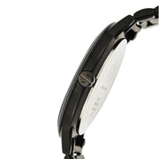 Emporio Armani Gianni T-Bar Quartz Black Mother of Pearl Dial Black Steel Strap Watch For Women - AR11268