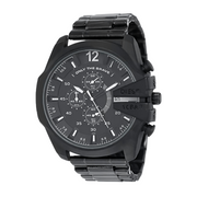 Diesel Mega Chief Chronograph Black Dial Black Steel Strap Watch For Men - DZ4283