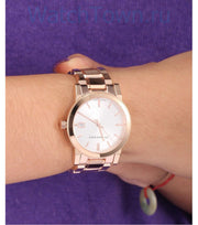 Burberry The City White Dial Rose Gold Steel Strap Watch for Women - BU9104