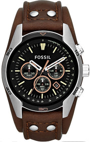 Fossil Coachman Chronograph Black Dial Brown Leather Strap Watch for Men - CH2891