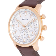 Fossil Goodwin Chronograph White Dial Brown Leather Strap Watch for Men - FS5415