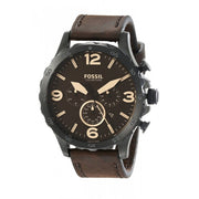 Fossil Nate Chronograph Brown Dial Brown Leather Strap Watch for Men - JR1487