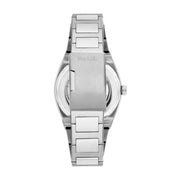 Fossil Everett Automatic Skeleton Blue Dial Silver Steel Strap Watch for Men - ME3220