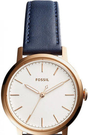 Fossil The Minimalist Slim White Dial Blue Leather Strap Watch for Men - FS5371