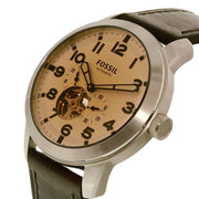 Fossil Pilot 54 Automatic Cream Dial Brown Leather Strap Watch for Men - ME3119