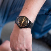 Armani Exchange Hampton Chronograph Black Dial Black Steel Strap Watch For Men - AX2413