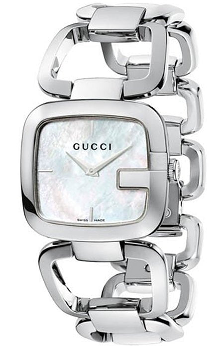 Gucci G-Class Mother of Pearl Dial Silver Steel Strap Watch For Women - YA125404