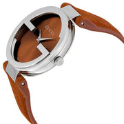 Gucci Interlocking G Quartz Orange Dial Orange Leather Strap Watch For Women - YA133316