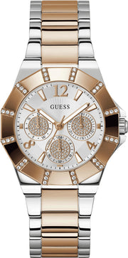 Guess Sunray Multifunction Crystals Silver Dial Two Tone Steel Strap Watch For Women - GW0616L3