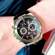 Guess Poseidon Chronograph Black Dial Black Silicone Strap Watch For Men - GW0425G1